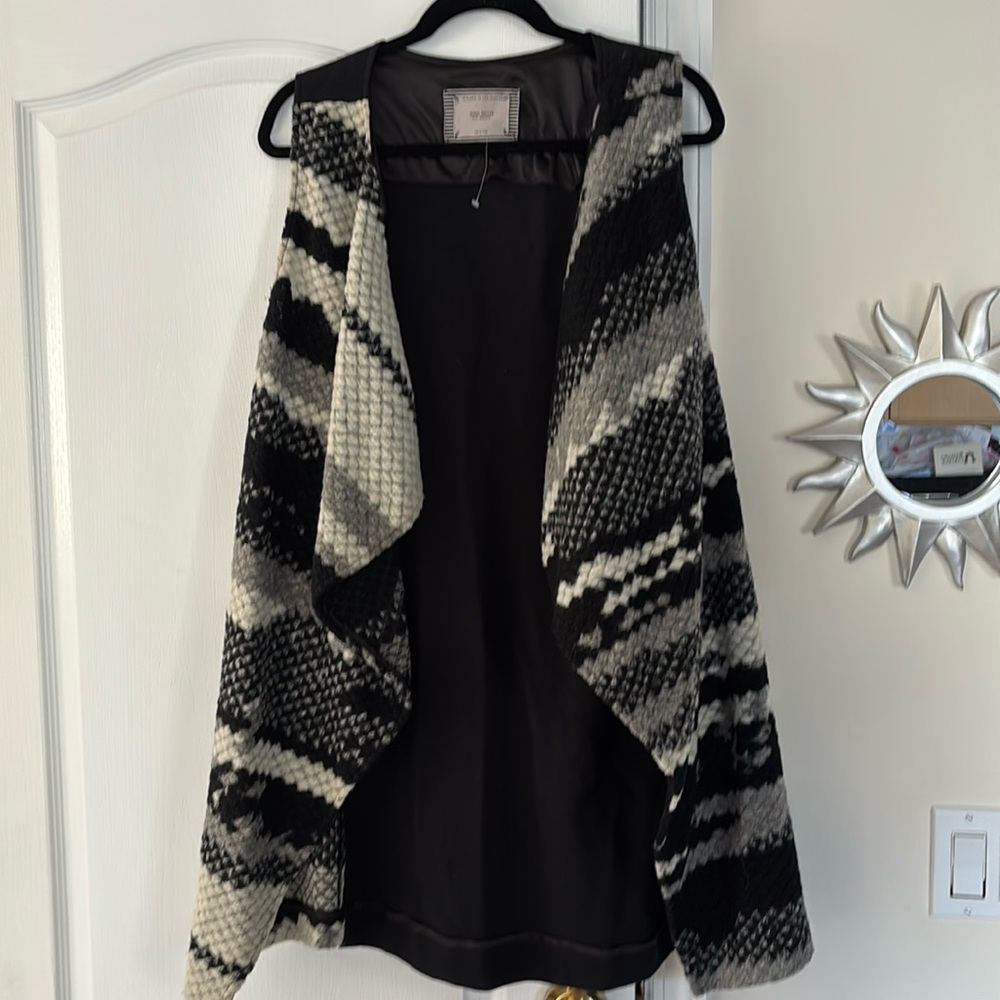ANTHROPOLOGIE GUEST EDITOR LADIES BLACK GRAY WOOL BLEND TUNIC VEST-M